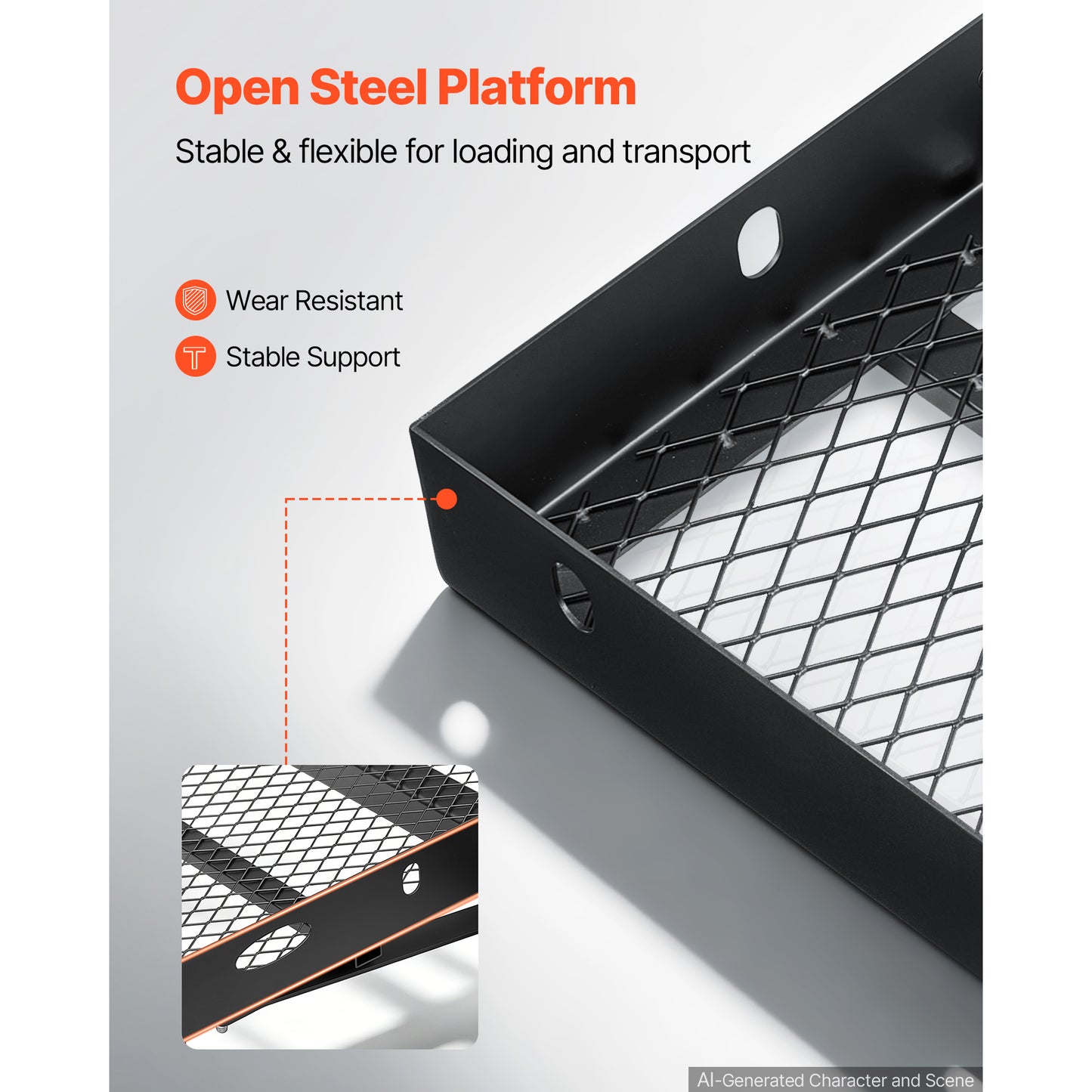 Wheelchair Carrier Hitch Mount 500LBS Steel Cargo Rack with Ramp & Stabilizer