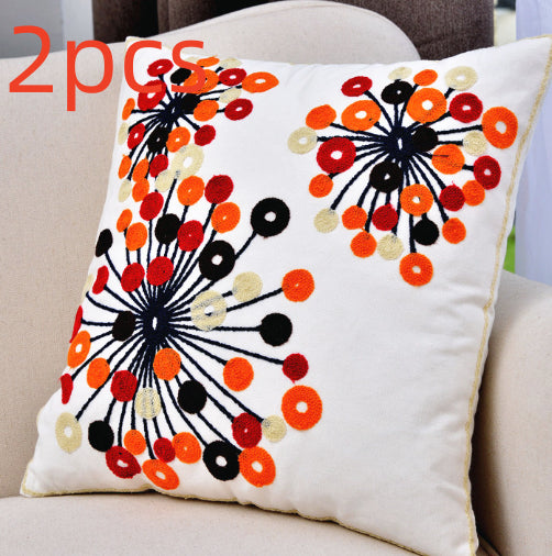 Pastoral Cotton Embroidered Pillow Cover - 45x45cm Home Decor Set