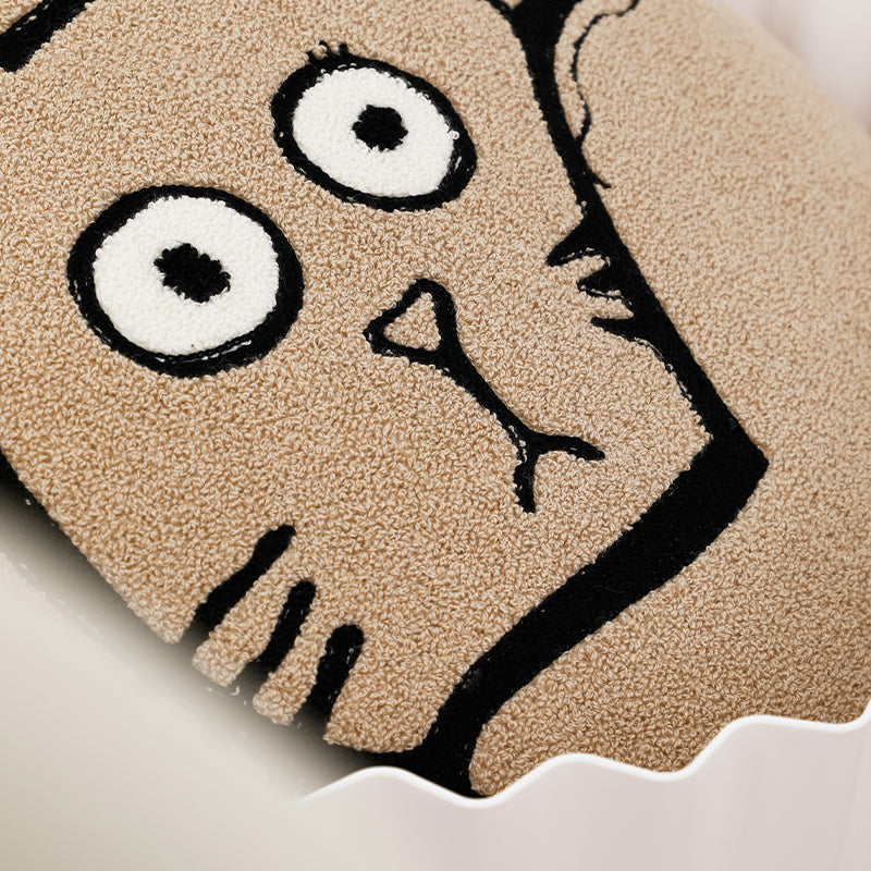 Round Cat Cushion Cover - Cute Cartoon Sofa Pillowcase for Living Room