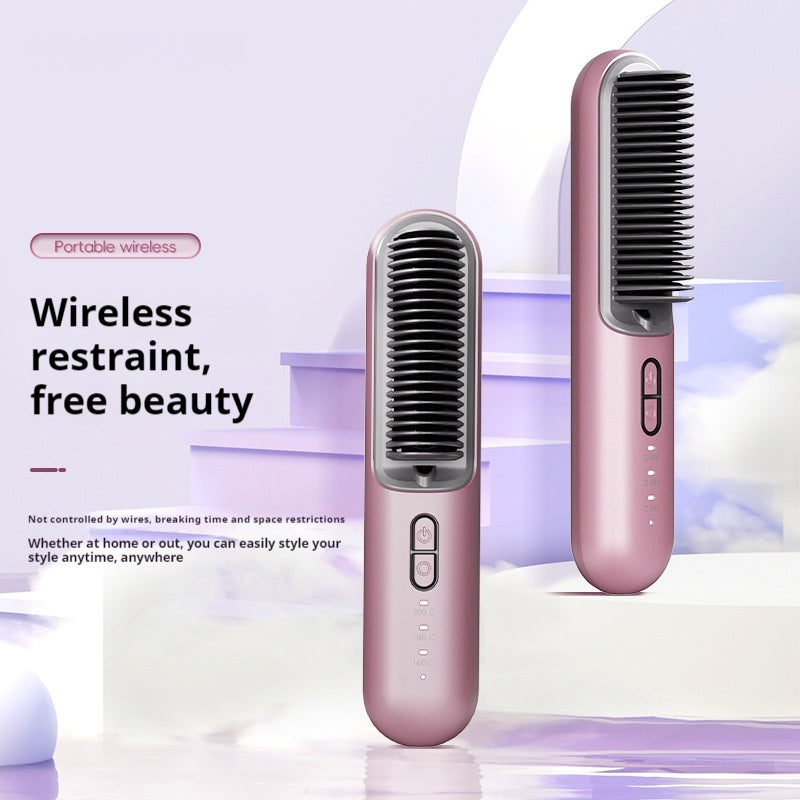 Wireless Hair Straightening Comb with Anion Technology - Portable Electric Hair Tool