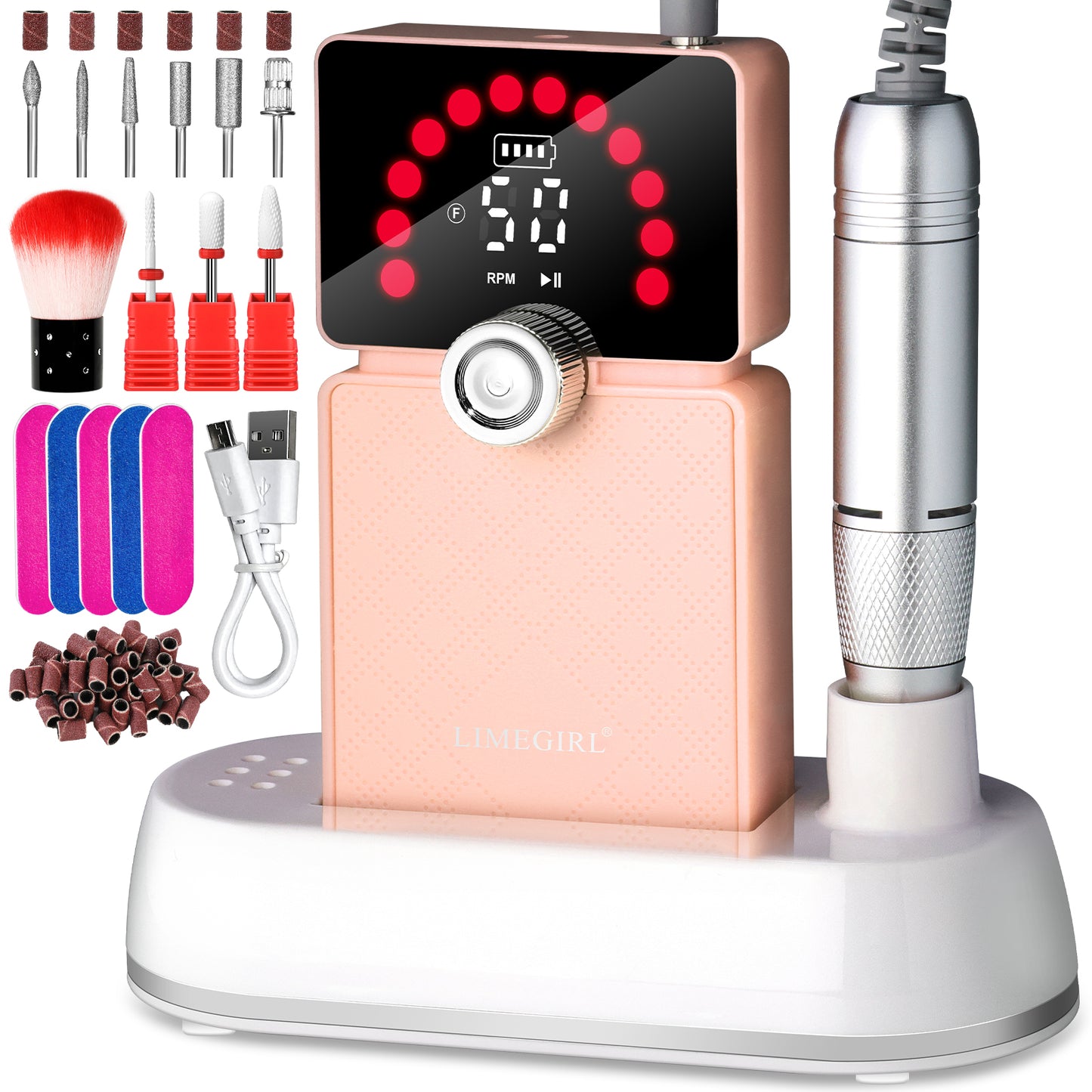 Professional Portable Electric Nail Drill - 50,000 RPM Rechargeable E-File