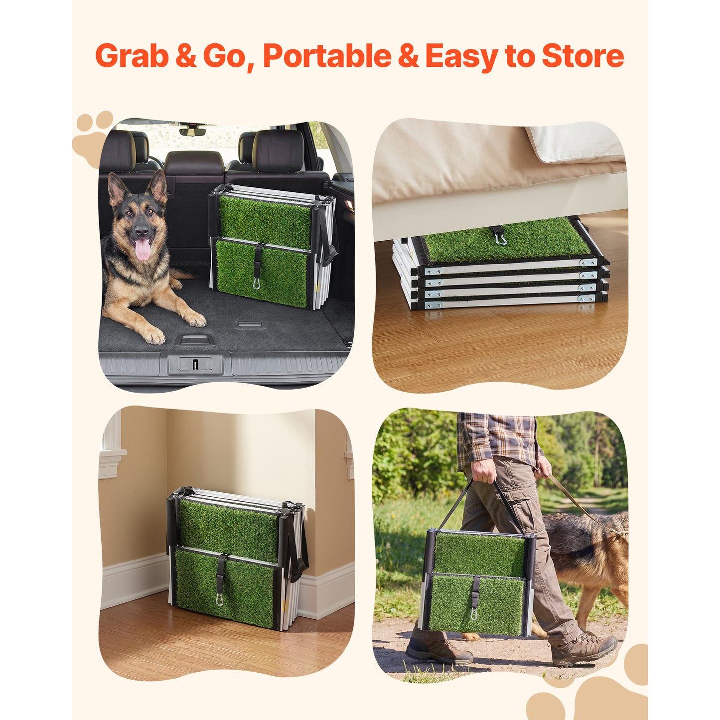 Foldable Dog Car Steps - 4 Wide Non-Slip Pet Ramp for Large Dogs