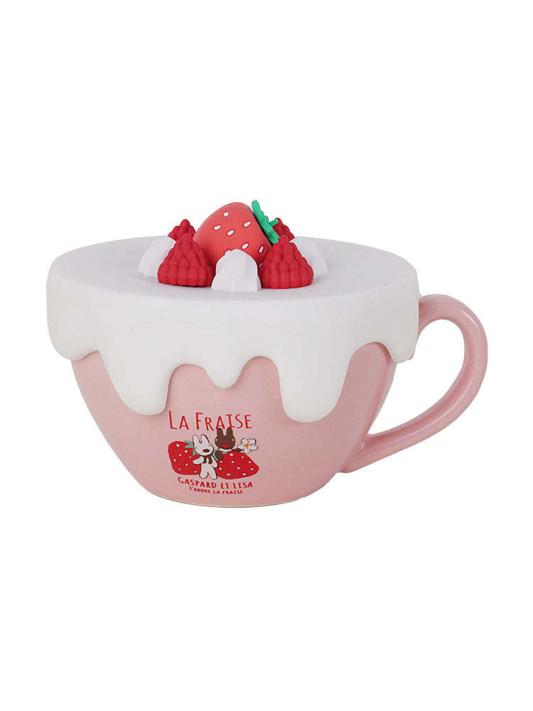 Pink Cartoon Heart Ceramic Mug Set - Honey Talk Creative Drinkware - 340ml
