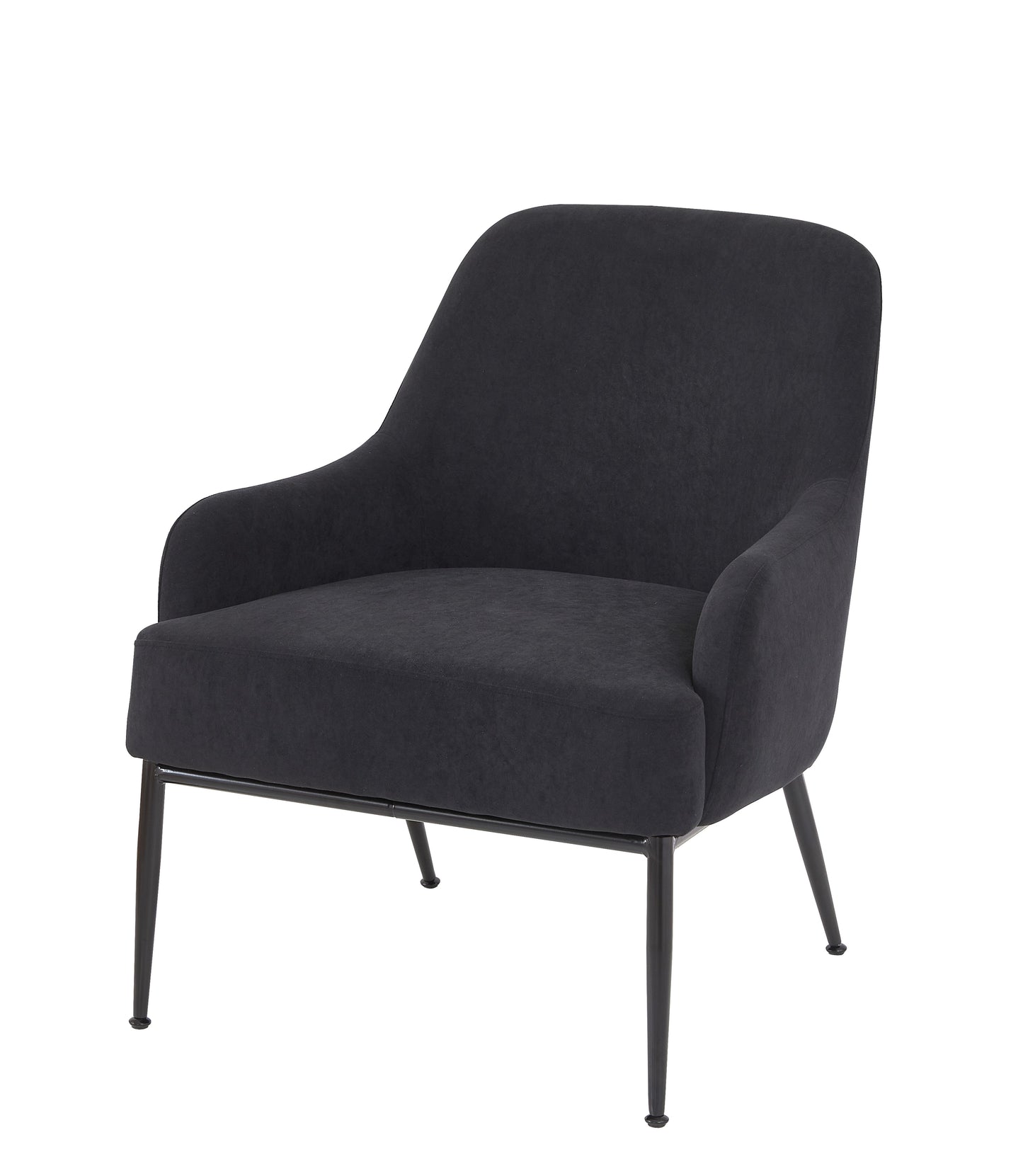 Black Velvet Accent Chair, Modern Upholstered Armchair With Metal