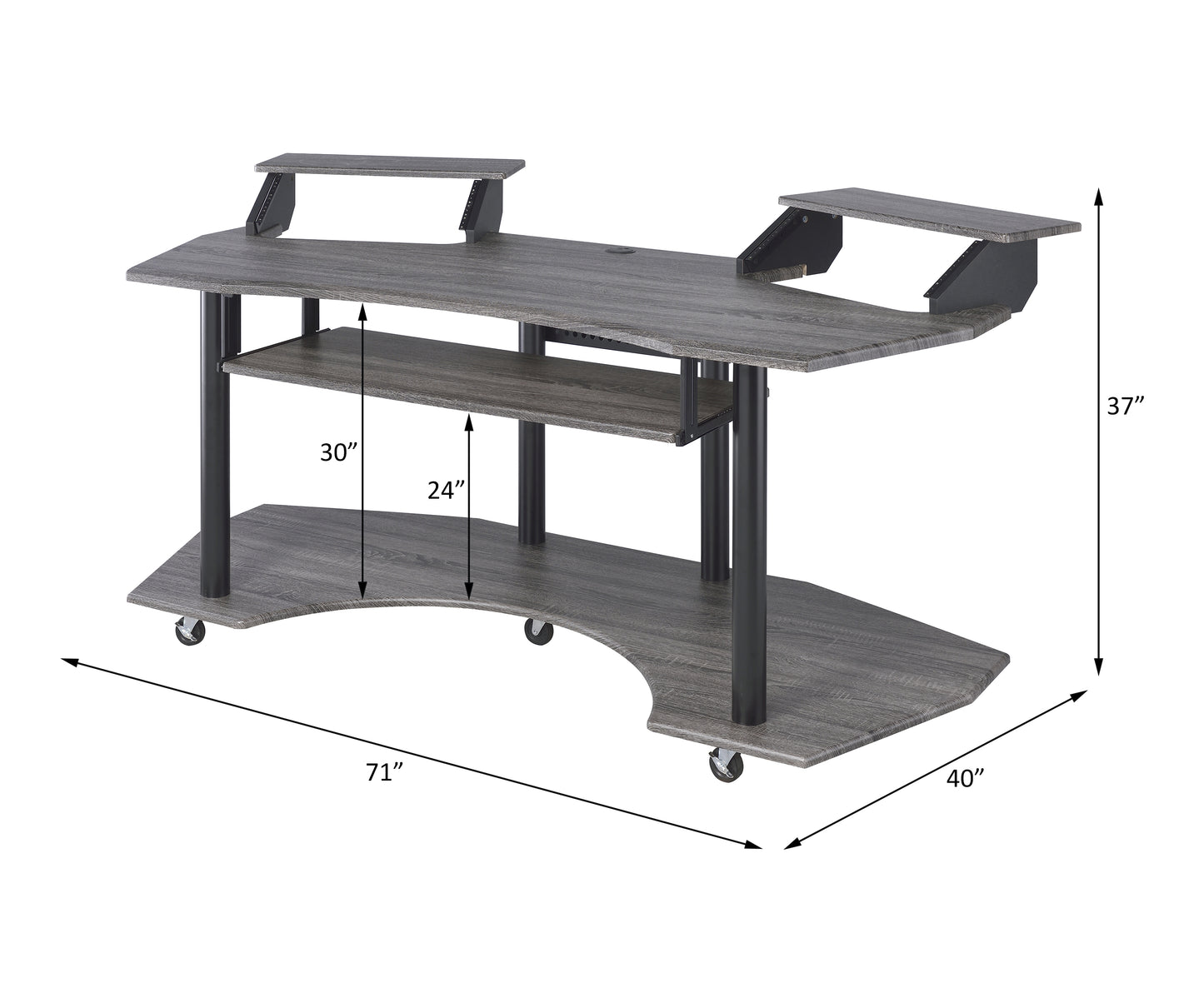 71" Eleazar Black Oak Finish Music Recording Studio Desk
