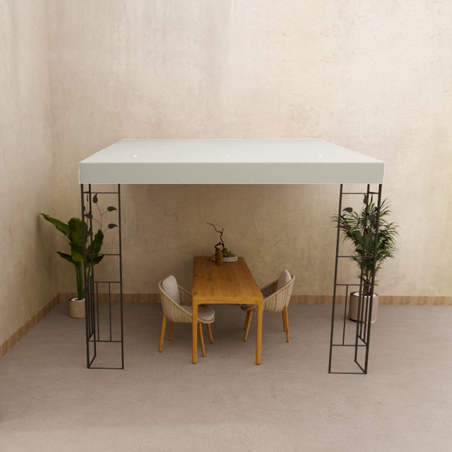 10x10 Outdoor Metal Pergola Canopy with Drainage Holes - Cream White