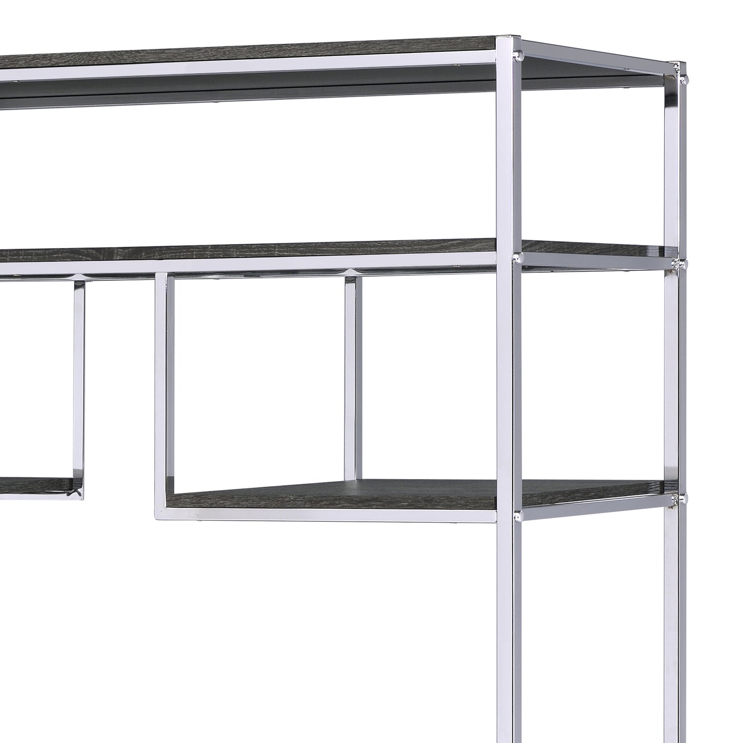 Rustic Gray Oak & Chrome Bookshelf - 7 Shelves, 72" Tall