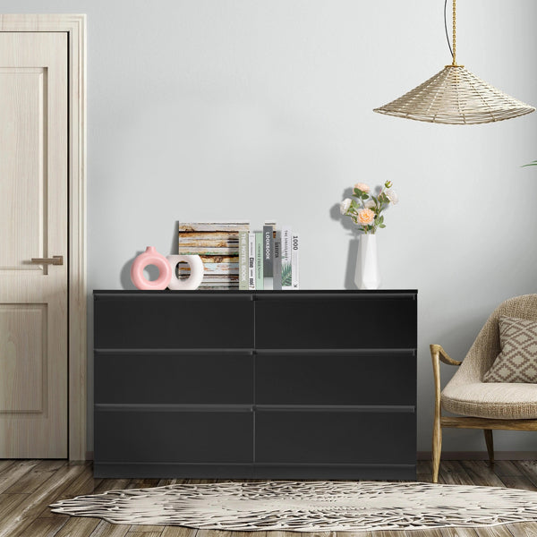 6-Drawer Filing Cabinet - Modern Black Home Office Storage