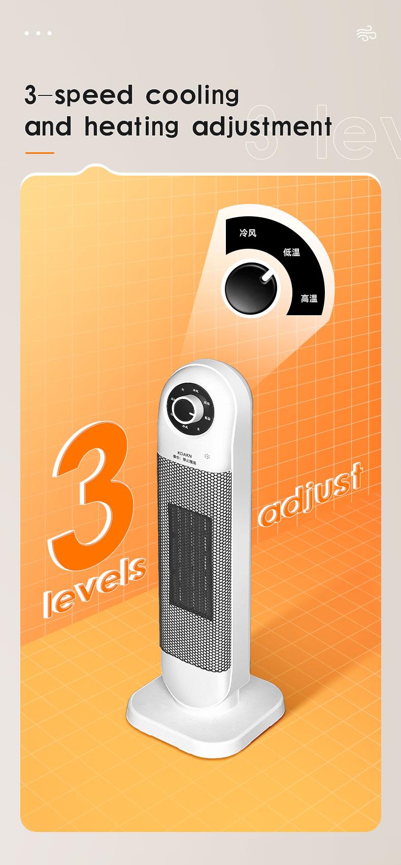 2000W Adjustable Indoor Space Heater with 6 Speed Settings for Home Use