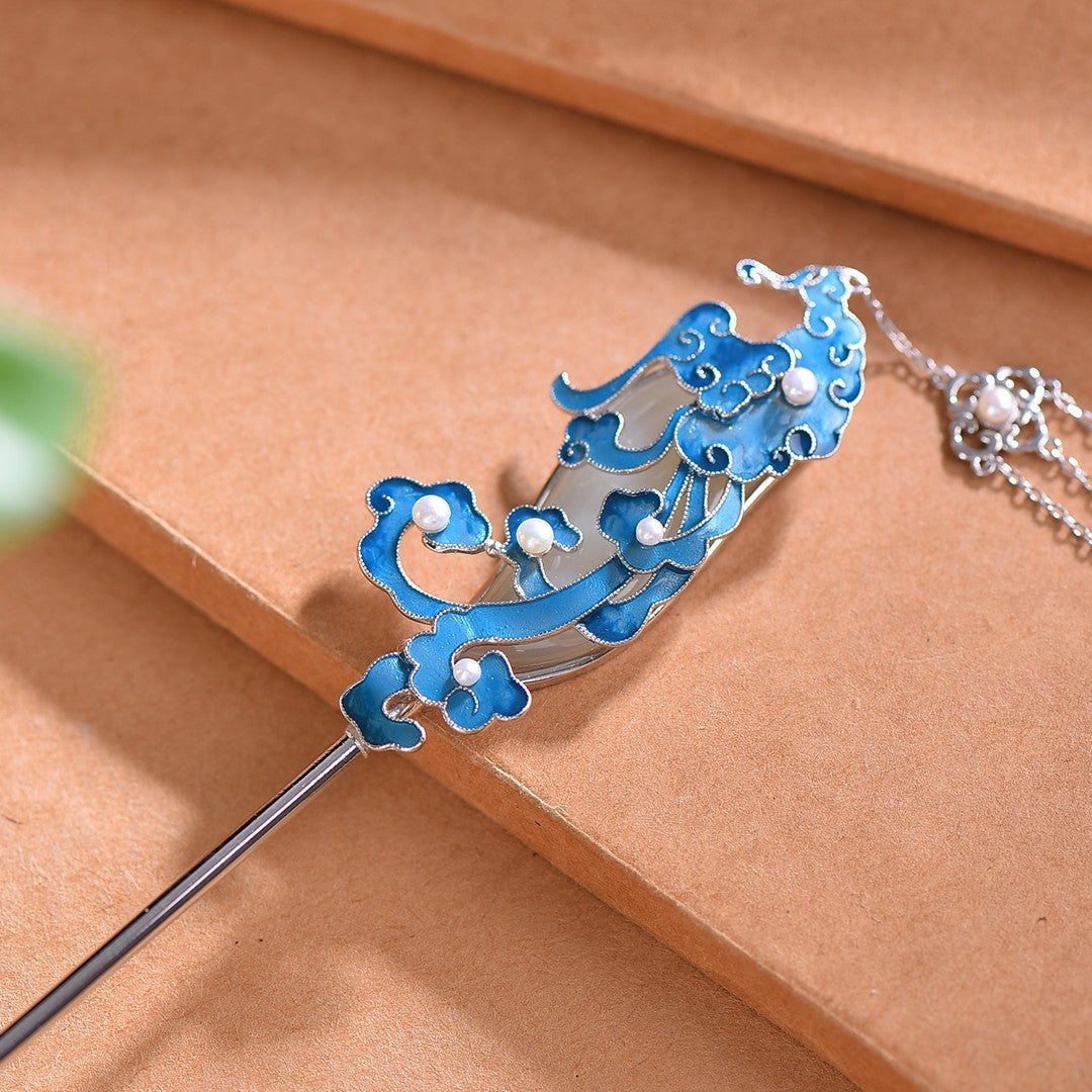 Hetian Jade S925 Silver Hairpin with Enamel – Multiple Styles