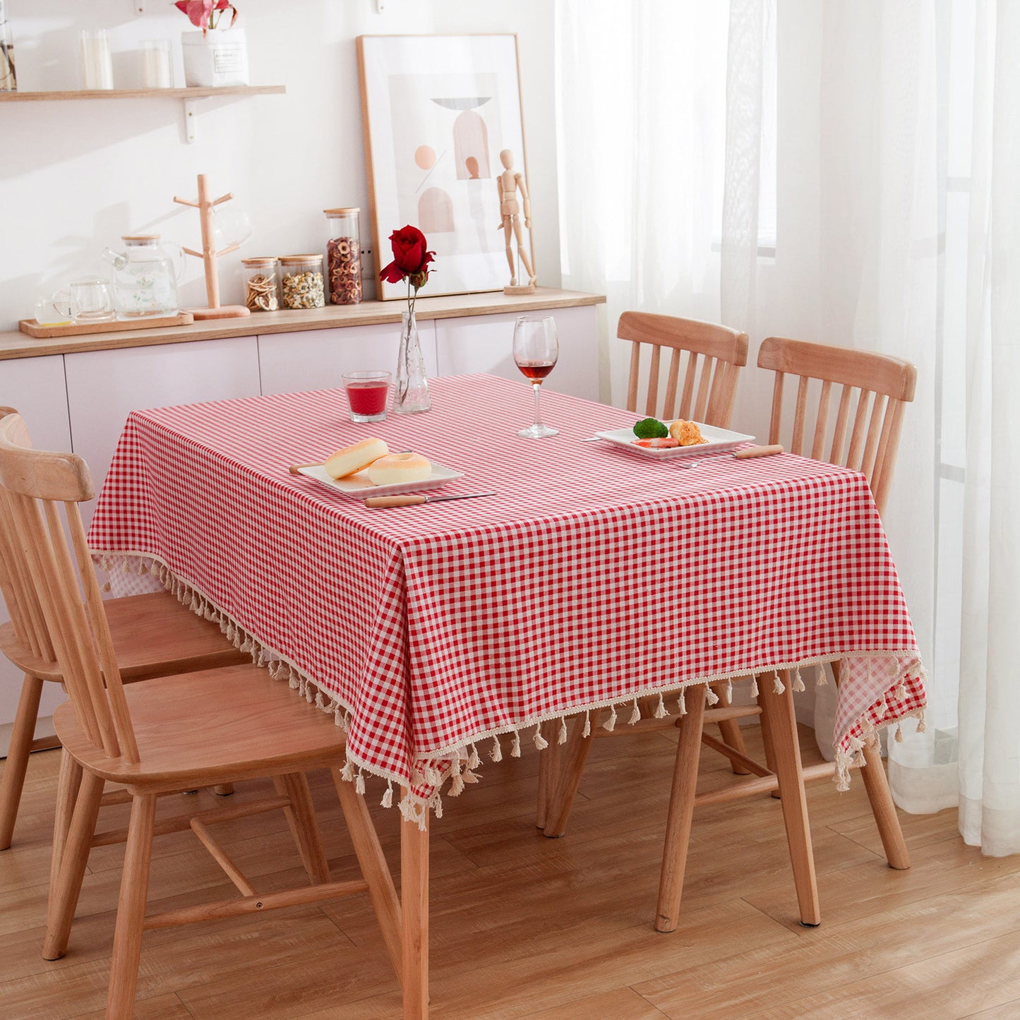 Cotton Linen Round Table Cloth Set - Multiple Sizes & Styles