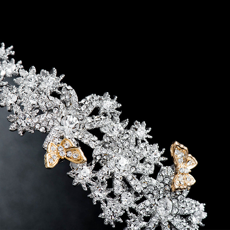 Bride Crown Hair Hoop with White Crystals