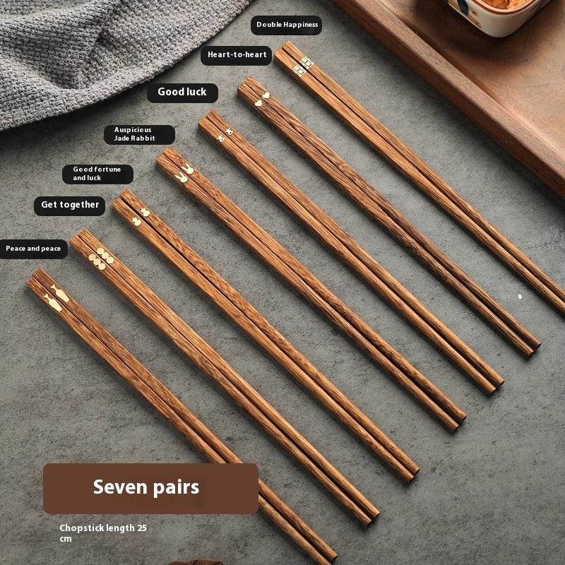 High-End Wooden Chopsticks Set - Anti-Slip & Anti-Mold Family Kitchenware