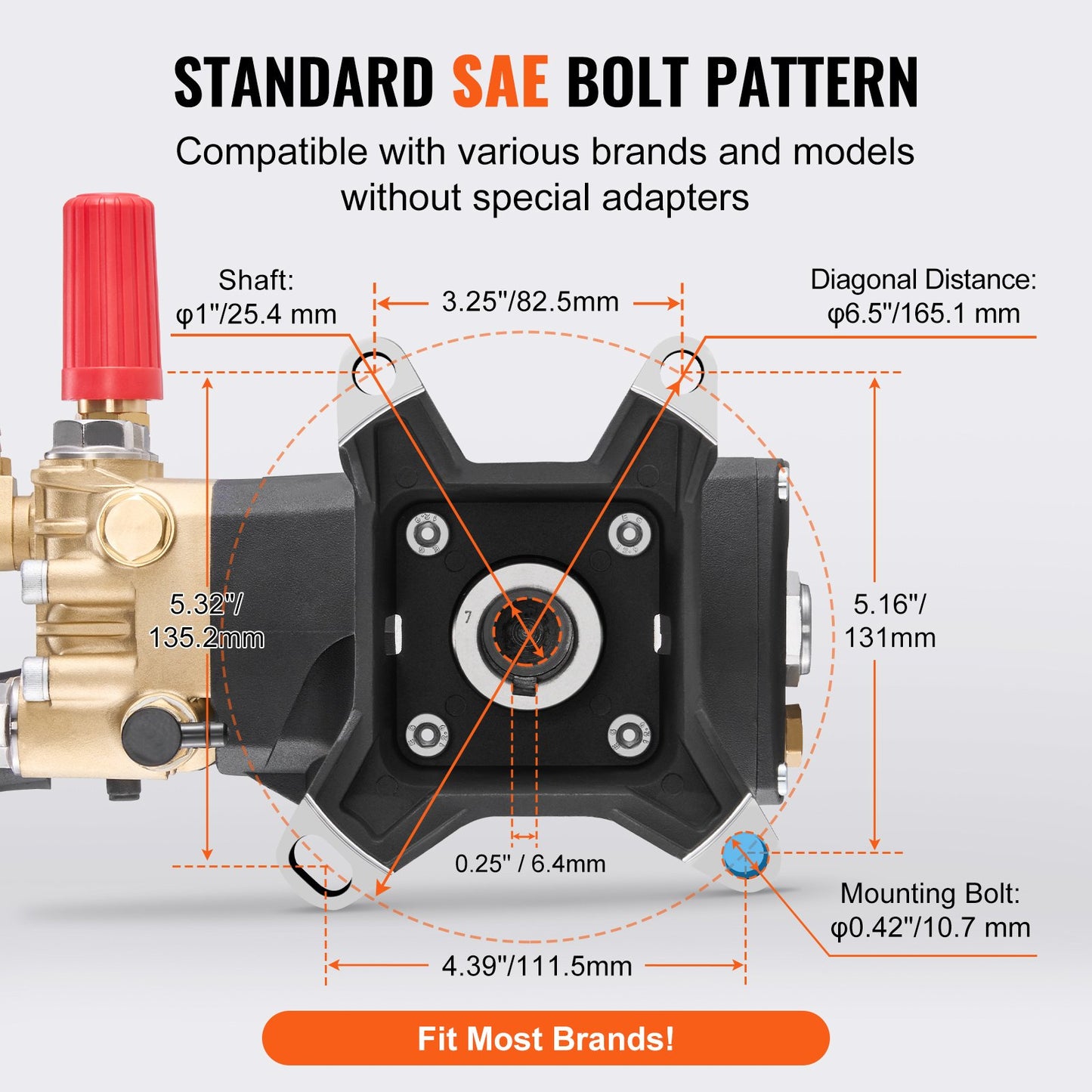 High-Pressure Washer Pump 4200 PSI 4.2 GPM Horizontal Triplex Plunger