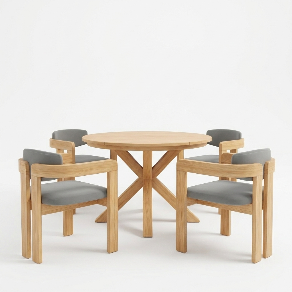 44.5 Inch Round Outdoor Dining Table - Premium Acacia Wood