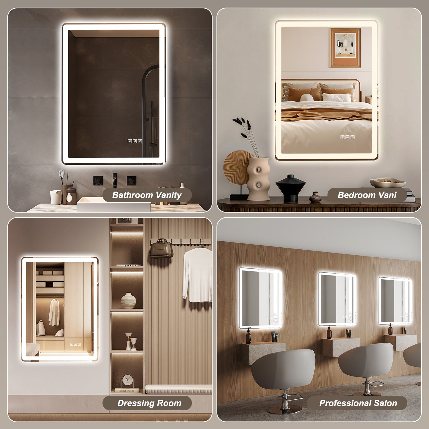 36x36in LED Bathroom Mirror - Anti-Fog & Rust-Resistant, Tri-Color