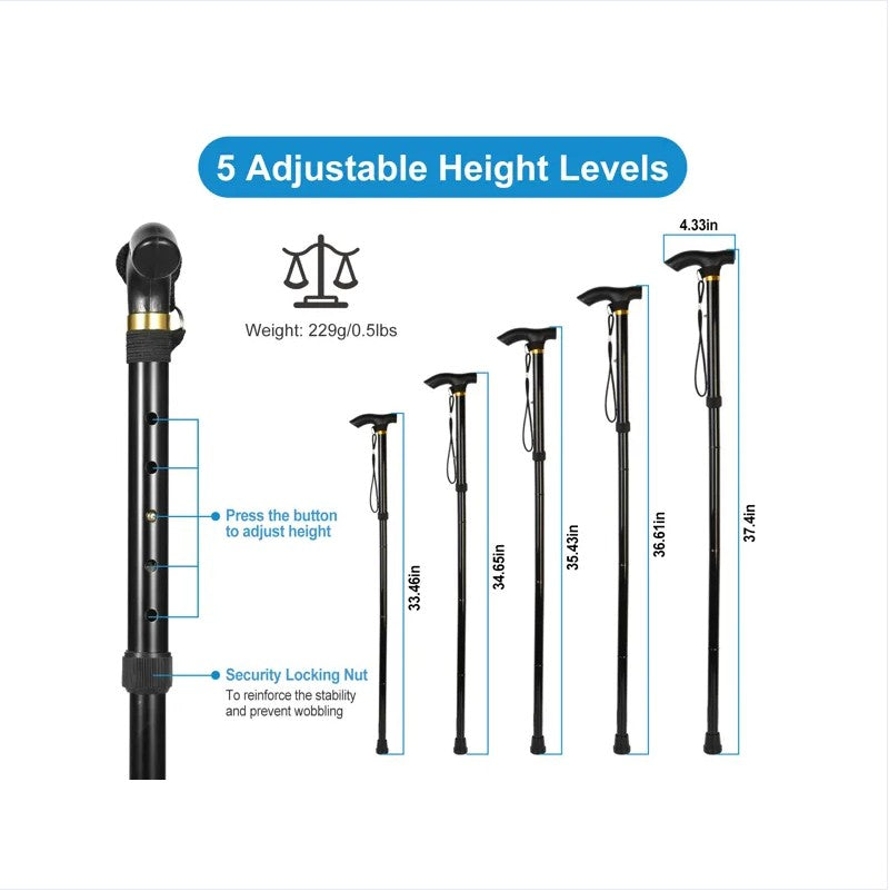 Adjustable Folding Cane for Hiking - Lightweight & Portable