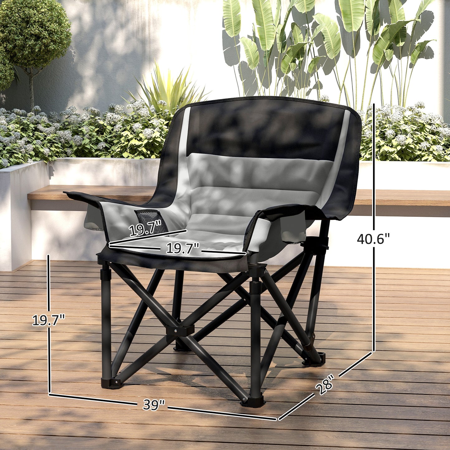 Portable Folding Camping Chair with Cup Holders & Side Pockets