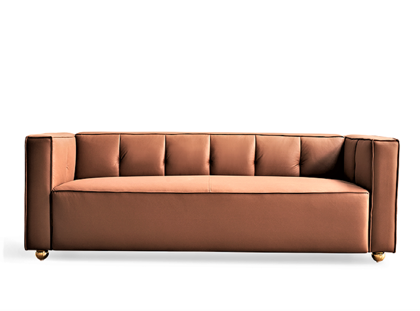 Polyester Sofa With Tufted Low Back Design, Elegant 3 Seater Couch