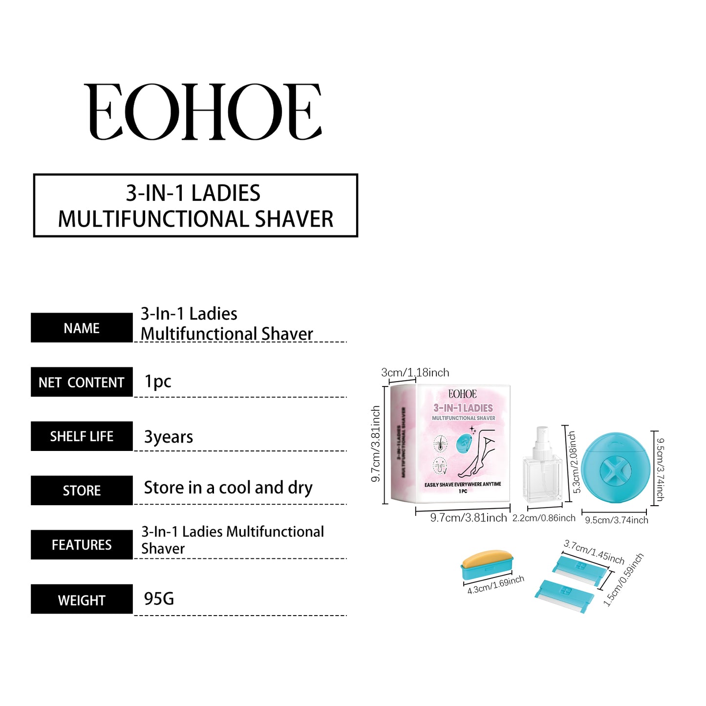 3-in-1 Women's Portable Shaving Razor with Moisturizing Soap and Water Spray