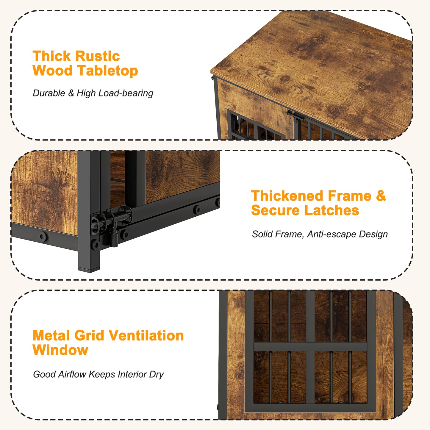 Large Wooden Dog Crate Furniture with Storage Top - Indoor Pet Kennel