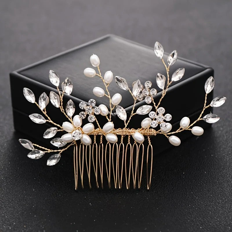 Handmade Pearl Crystal Hair Comb