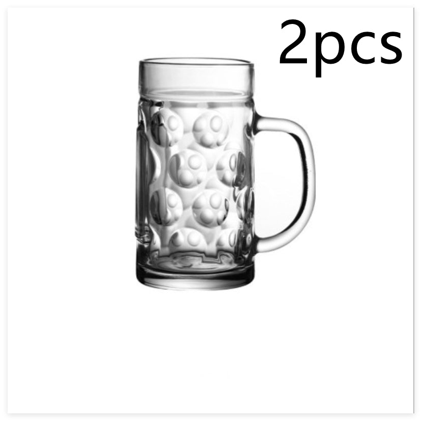 Large Capacity Glass Beer Mug with Handle - 600ML & 1200ML Options