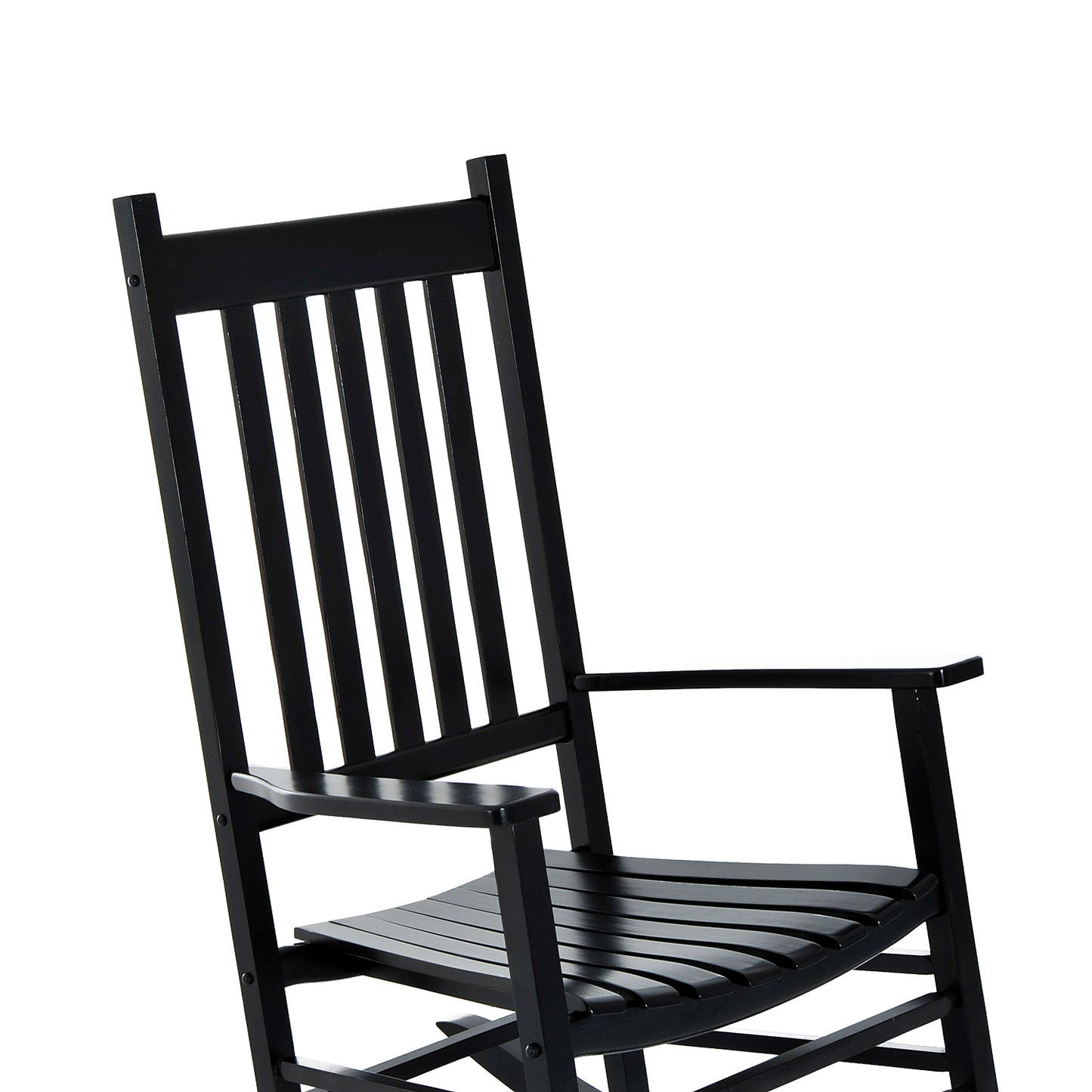 Wooden Outdoor Rocking Chair with Armrests - Black