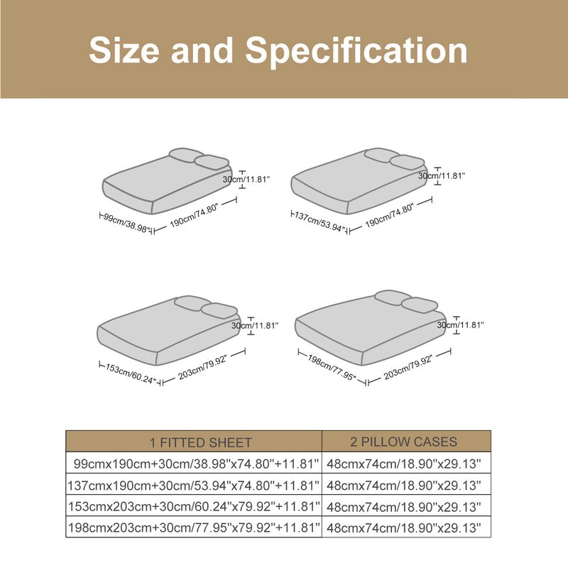 3PCS Microfiber Fitted Bed Sheet Set Deep Pocket Bedding with Pillowcases