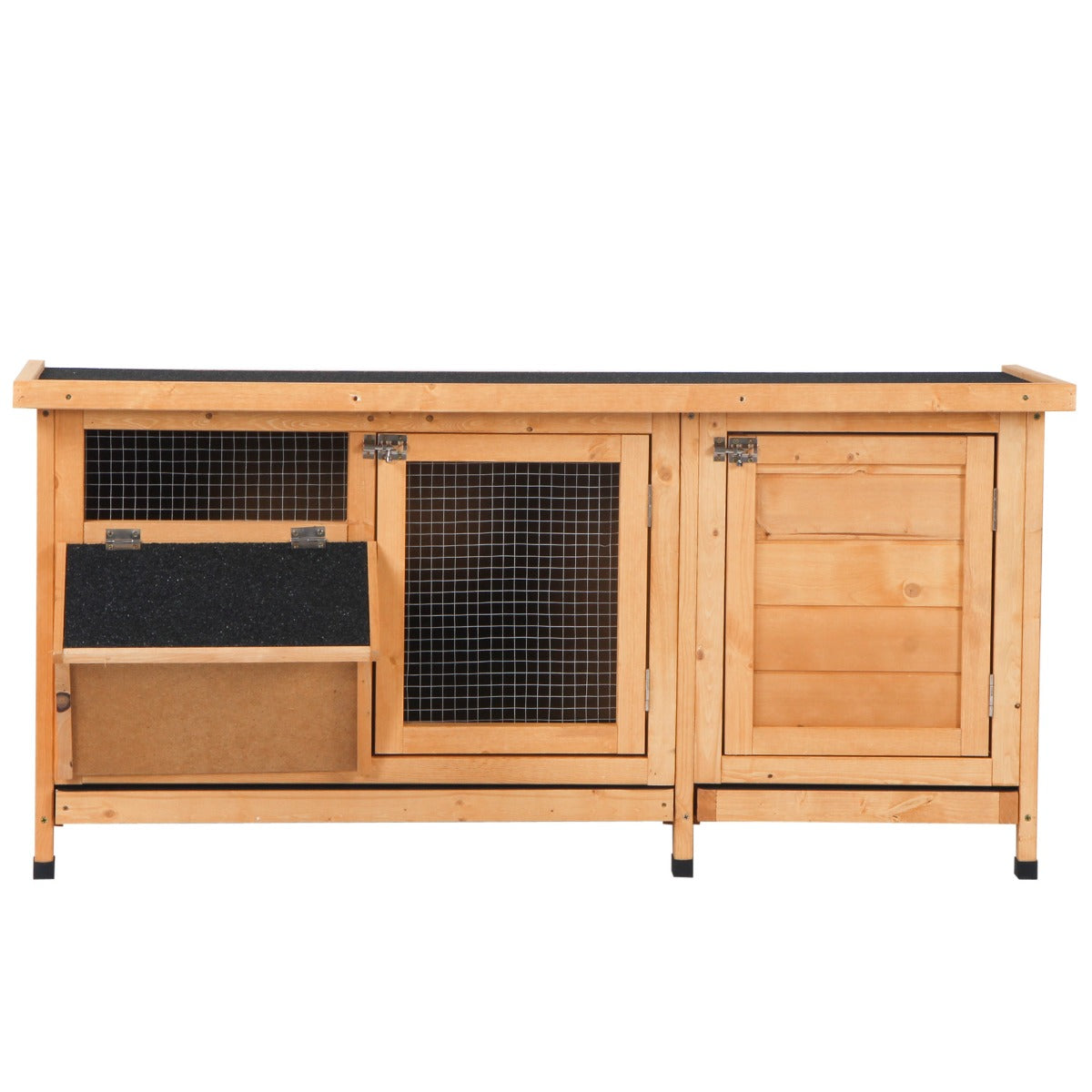 Large Rabbit Hutch with 2 Outdoor Areas and Main House - Yellow