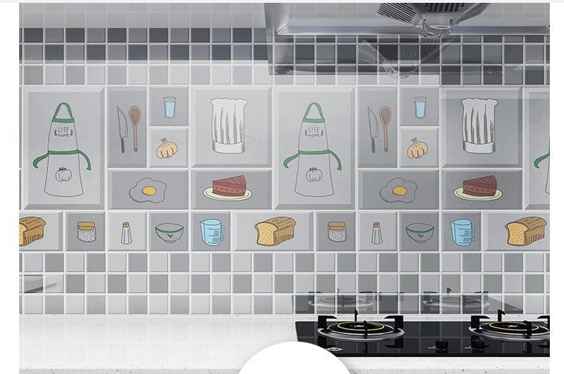 Self-Adhesive Waterproof Kitchen Sticker Set - Thickening Oil-Proof Wall Decals