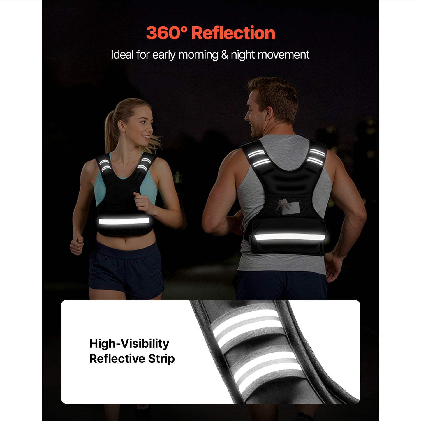 Adjustable Weighted Vest for Strength Training and Running - 24-40 Lbs, Reflective Stripe, Comfortable Fit
