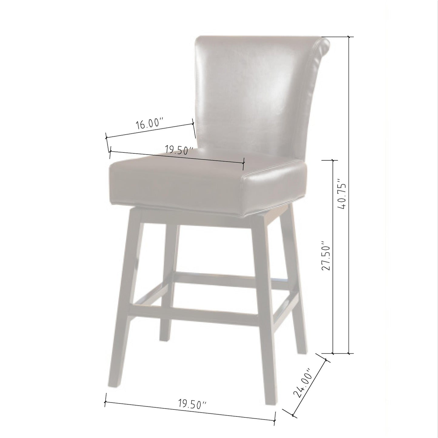28-inch PU Leather Swivel Counter Stool