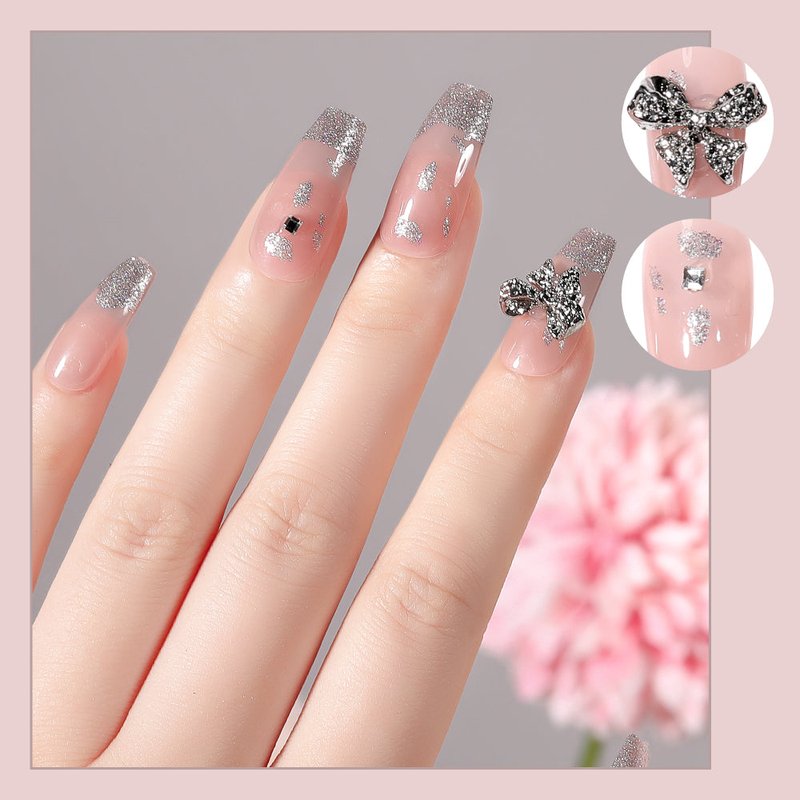 Fake Nail Patches 24-Piece Set - Naked Butterfly with Jelly Glue