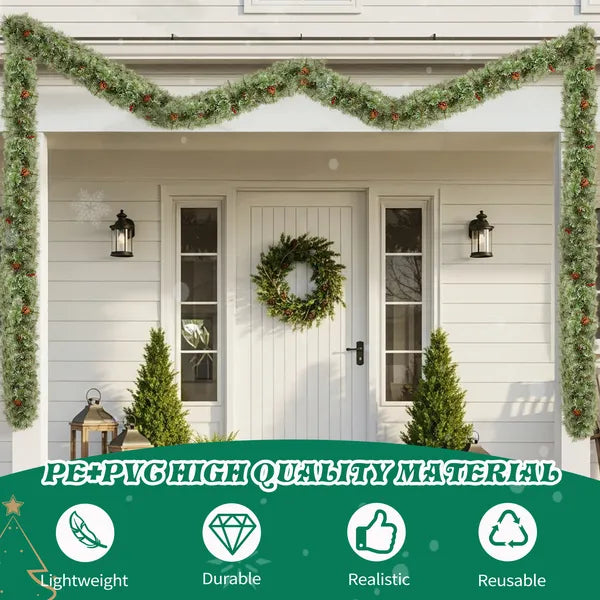 Pre-Lit Snow Flocked Christmas Garland - 2 Pack, 9FT with 200 Lights
