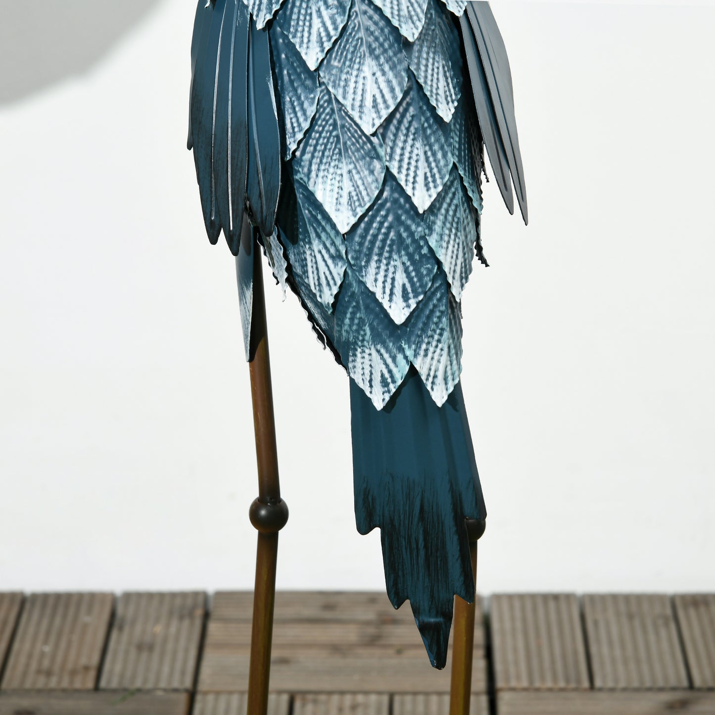 Crane Garden Statues Set - 29" & 28.5" Metal Bird Sculptures - Blue