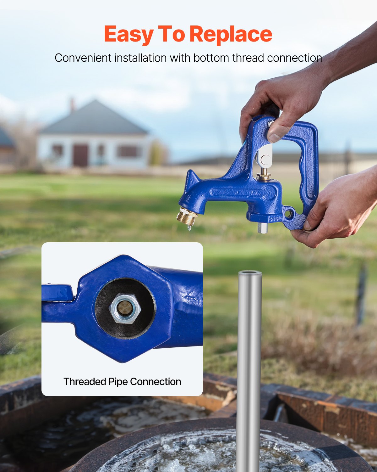 Frost Free Outdoor Faucet - Freeze Proof Yard Hydrant with Adjustable Flow, Heavy-Duty Cast Iron & Brass