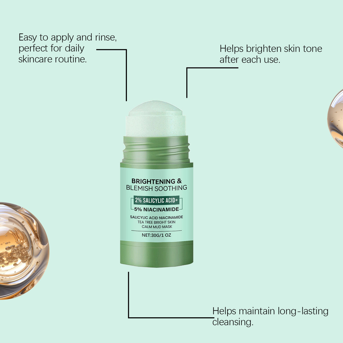 Tea Tree Mud Mask Stick 30g - Clarifying Facial Skin Care Tool