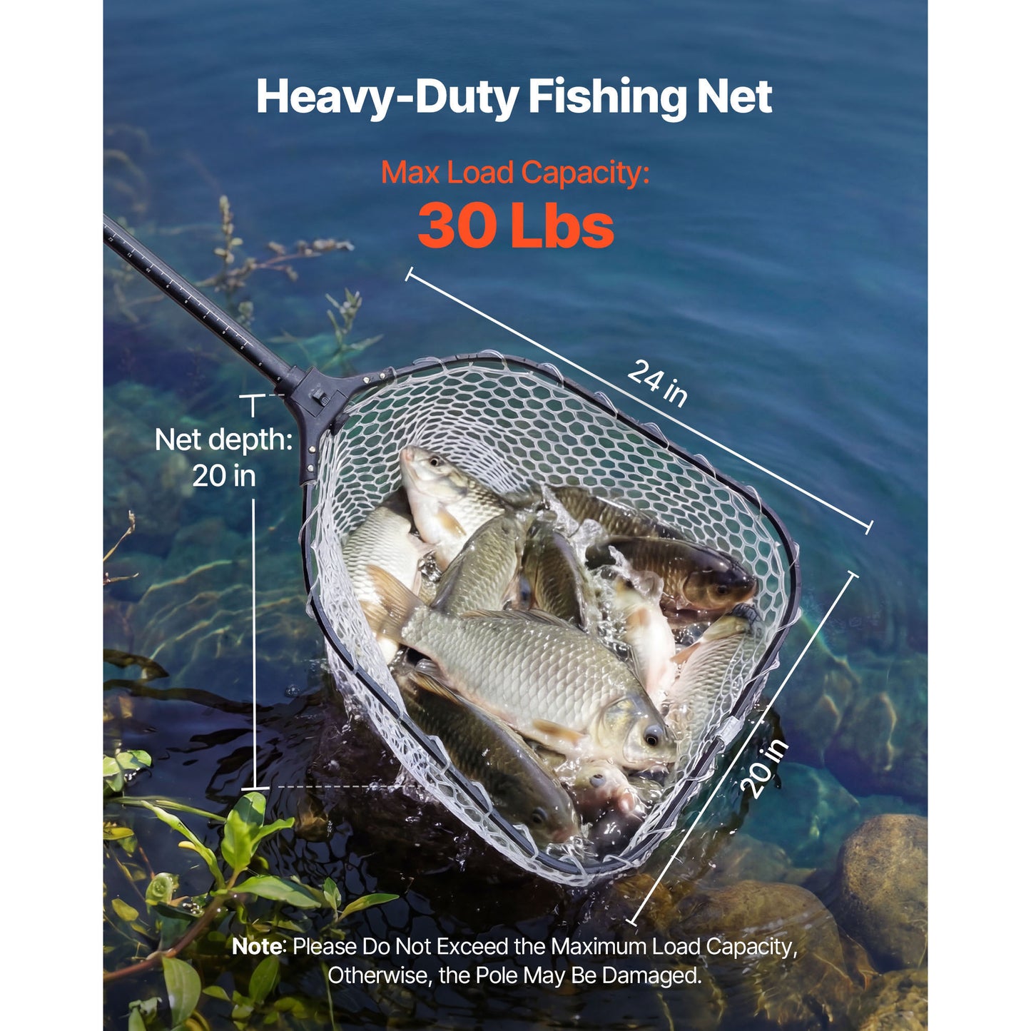 Foldable Fishing Landing Net with Telescopic Handle & Scale - Lightweight Aluminum Fish Net for Kayak Boat Bank