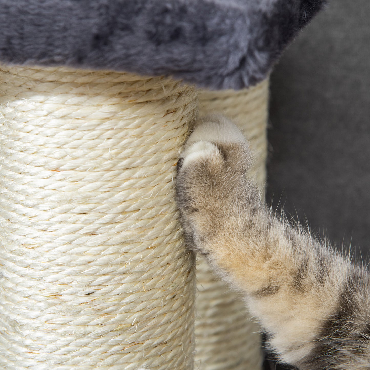Cat Tree with 4 Steps and Sisal Scratching Post for High Beds - Gray