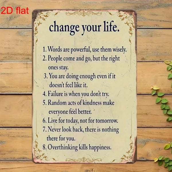 Vintage Metal Sign - Inspirational Quote Wall Art, 12x8 Inches