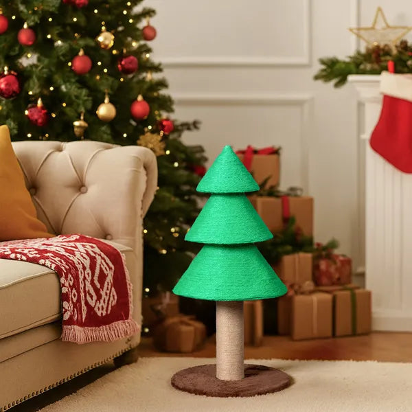 Christmas Tree Cat Scratcher Tower - 31.5in Sisal Scratch Post