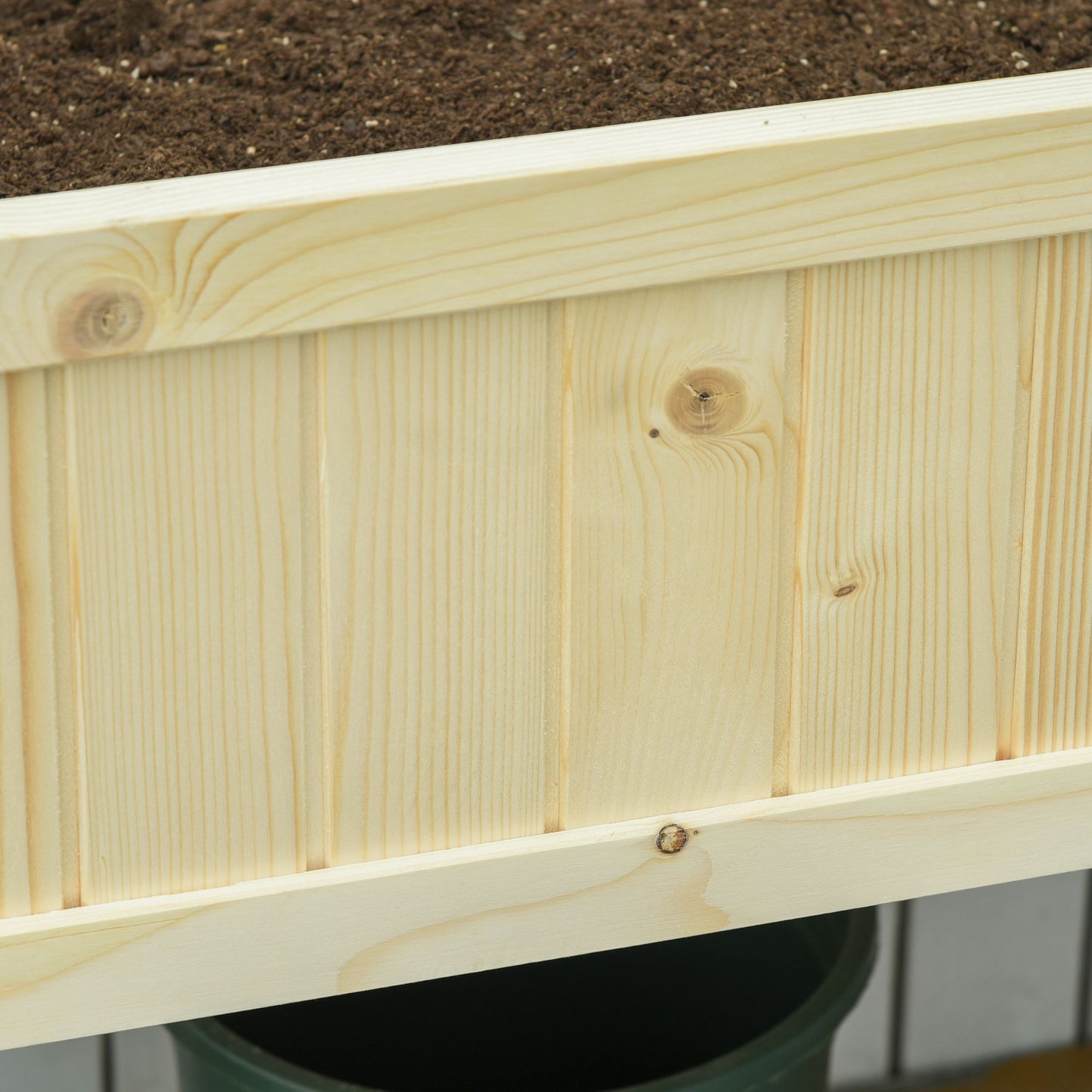 Foldable Wooden Raised Garden Bed with Drainage Holes & Inner Liner - Natural Fir Wood, 1195x150x400 mm