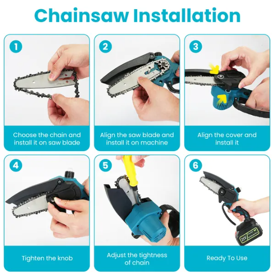 4-in-1 Cordless Garden Pruning Shear & Chainsaw Set with Extension Poles
