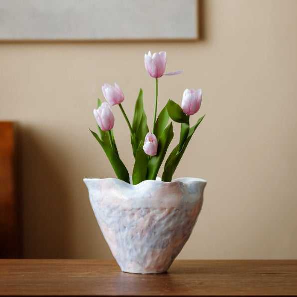 Hydroponic Succulent Planter Pot with Tray - Large Ceramic Flower Container