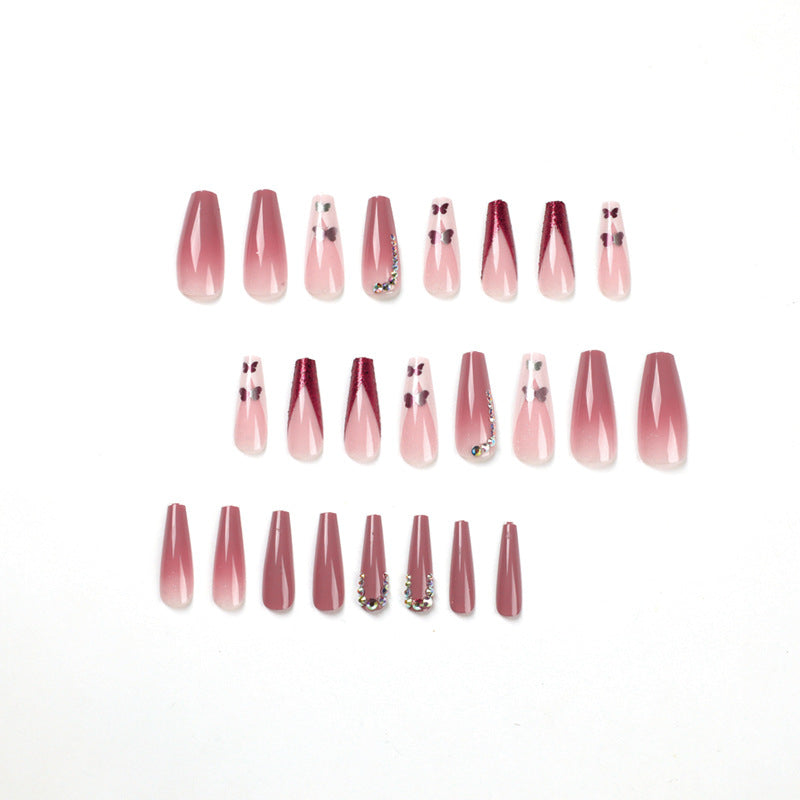 Butterfly Rhinestone Nail Art Kit - 24 Tips + Glue