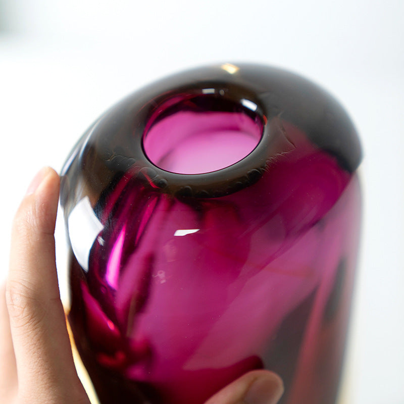 Luxury Glass Vase for Flower Arrangements - Golden Red Gradient