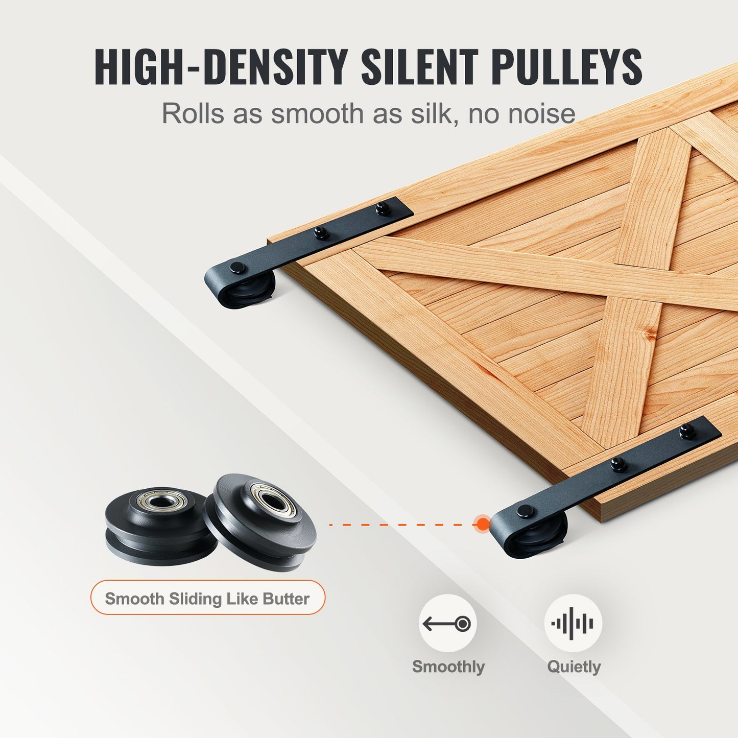 Heavy Duty 8FT Sliding Barn Door Hardware Kit for Single Door Black