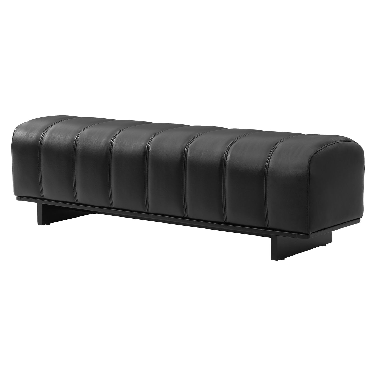 Indoor Dining Bench - Black PU Fabric with Rubber Wood Legs