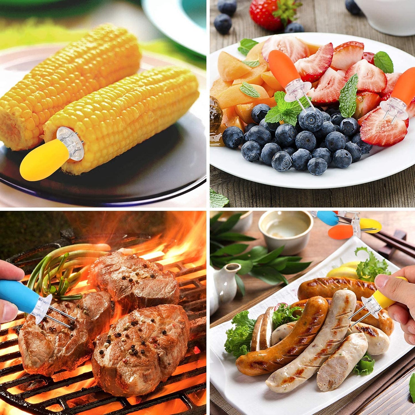 10-Pack Stainless Steel Corn Holders with Ergonomic Handles